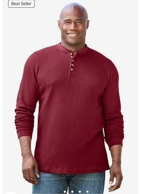 Men's Long-Sleeve Henley Shirt in Burgundy